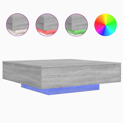Tavolino da Soggiorno con Luci LED Grigio Sonoma 100x100x31 cm | homemem39