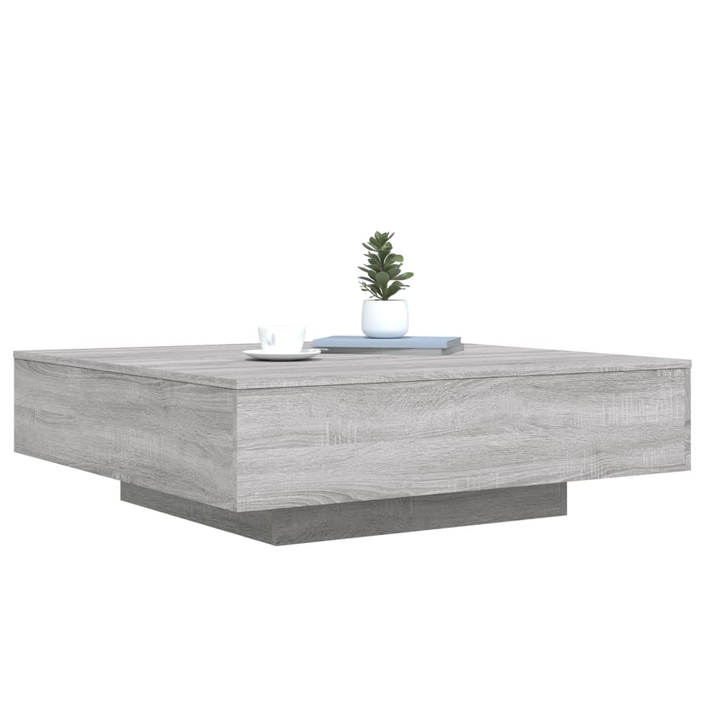 Tavolino da Soggiorno con Luci LED Grigio Sonoma 100x100x31 cm | homemem39