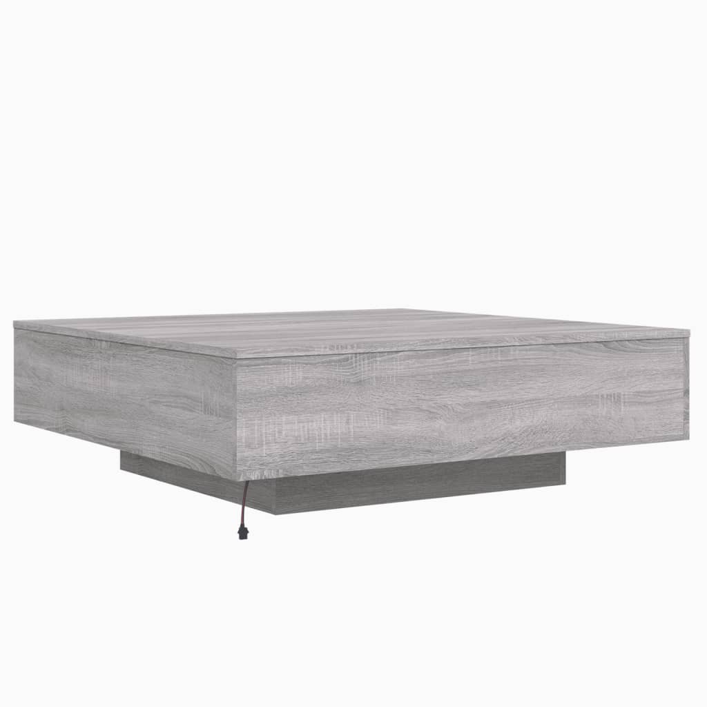 Tavolino da Soggiorno con Luci LED Grigio Sonoma 100x100x31 cm | homemem39