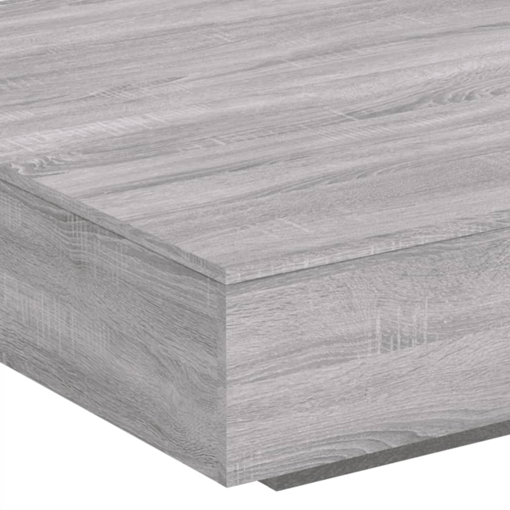 Tavolino da Soggiorno con Luci LED Grigio Sonoma 100x100x31 cm | homemem39