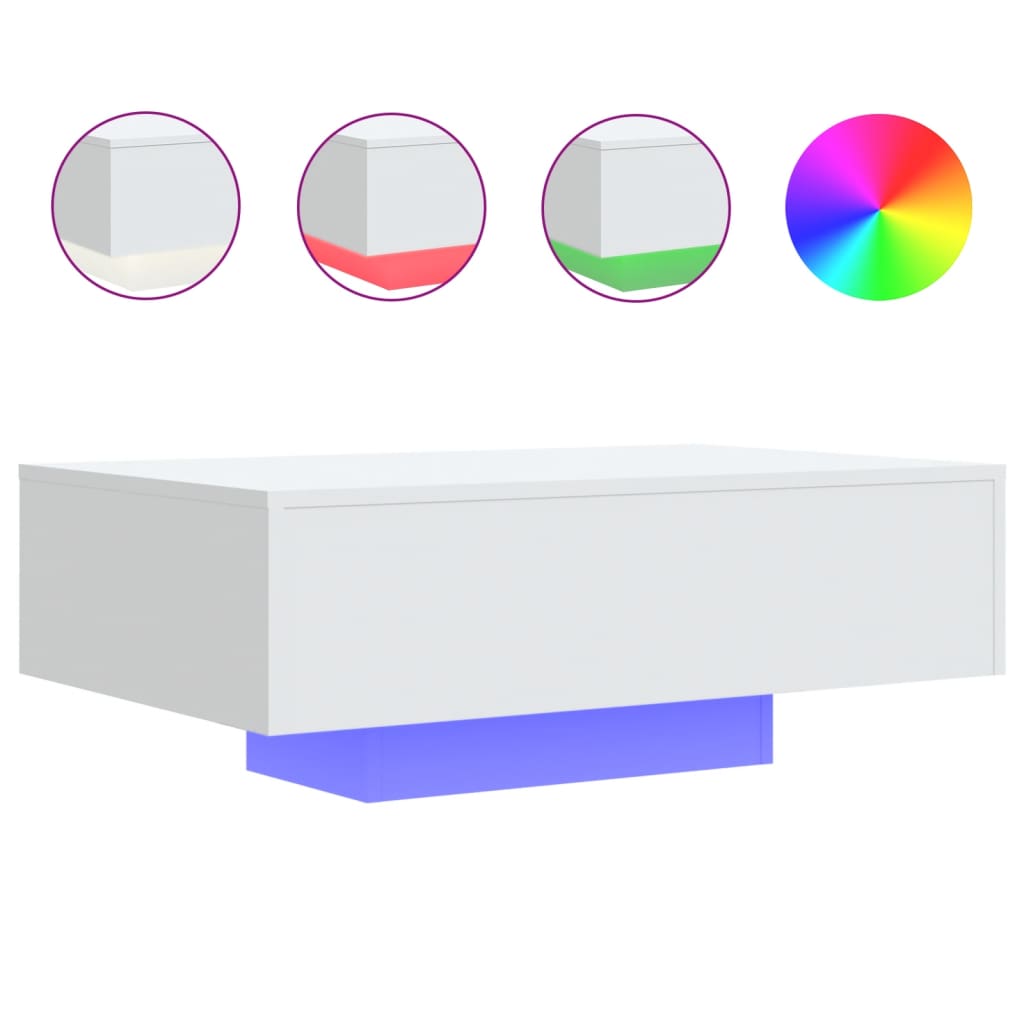 Tavolino da Soggiorno con Luci LED Bianco 85x55x31 cm | homemem39