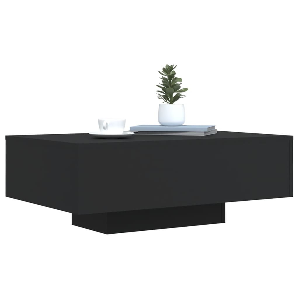 Tavolino da Soggiorno con Luci LED Nero 85x55x31 cm | homemem39