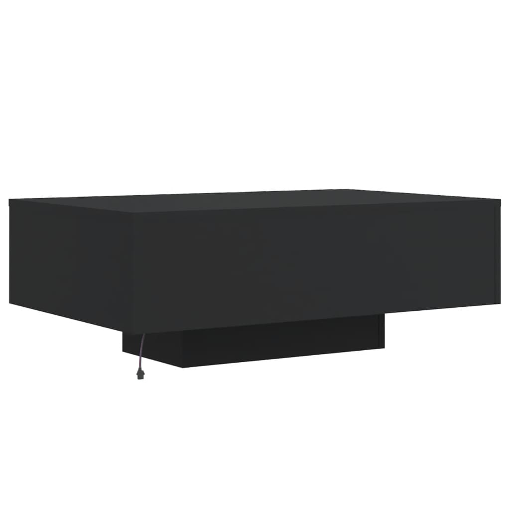 Tavolino da Soggiorno con Luci LED Nero 85x55x31 cm | homemem39
