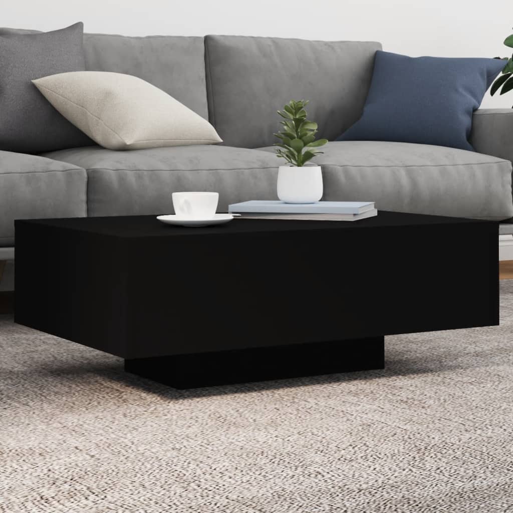 Tavolino da Soggiorno con Luci LED Nero 85x55x31 cm | homemem39