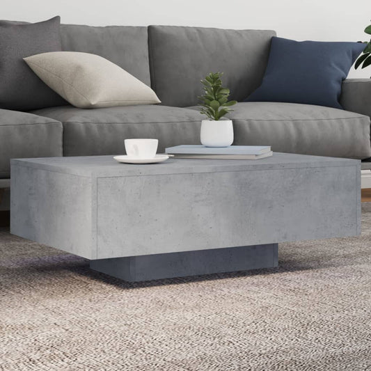 Tavolino da Soggiorno con Luci LED Grigio Cemento 85x55x31 cm | homemem39