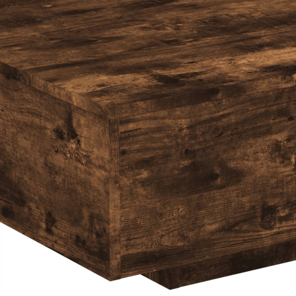 Tavolino da Soggiorno con Luci LED Rovere Fumo 85x55x31 cm