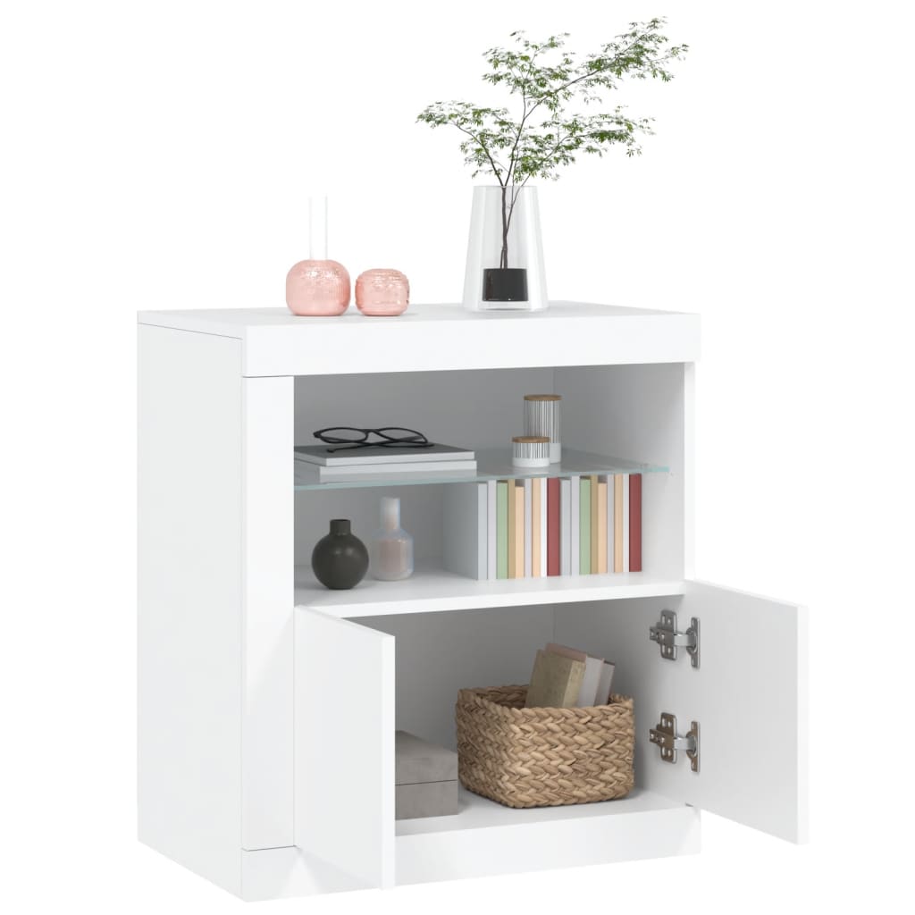 Credenza con Luci LED Bianca 60,5x37x67 cm - homemem39