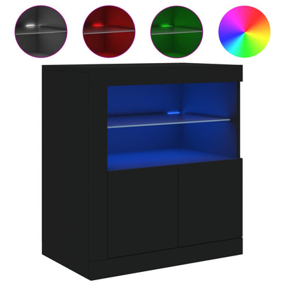 Credenza con Luci LED Nera 60,5x37x67 cm