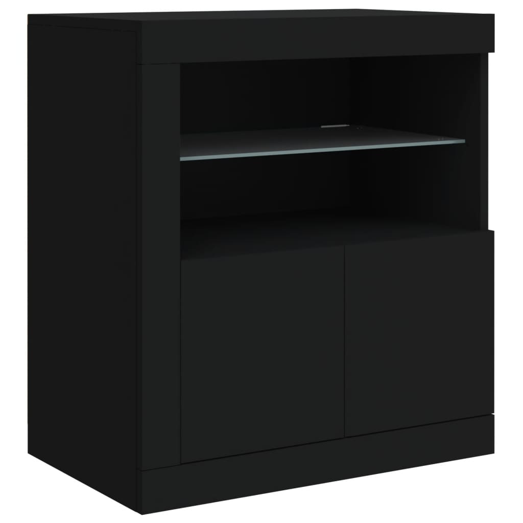 Credenza con Luci LED Nera 60,5x37x67 cm