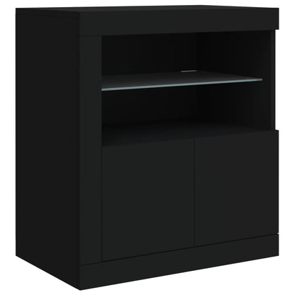 Credenza con Luci LED Nera 60,5x37x67 cm