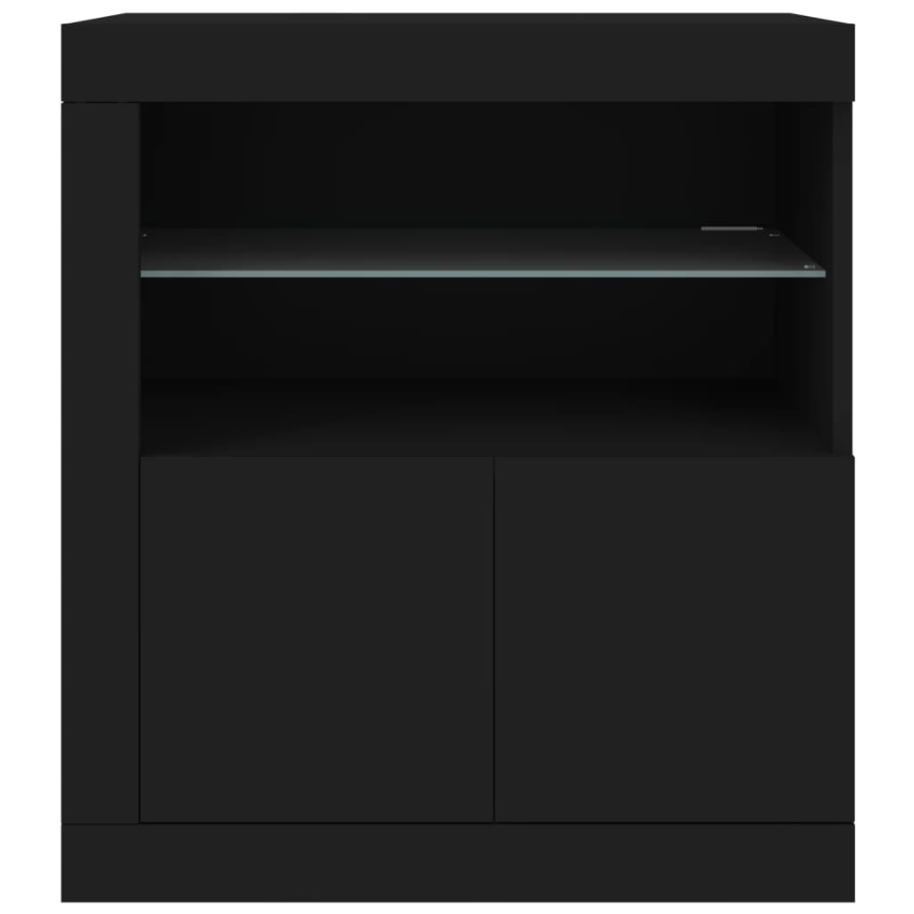 Credenza con Luci LED Nera 60,5x37x67 cm - homemem39