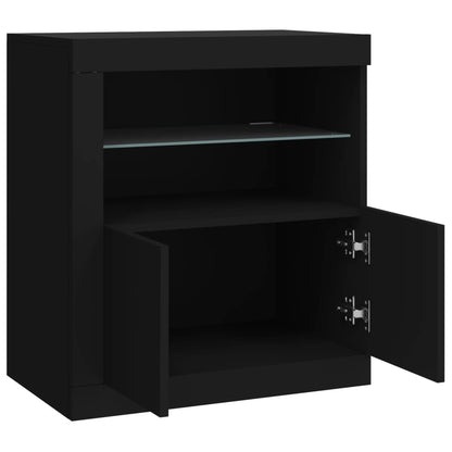 Credenza con Luci LED Nera 60,5x37x67 cm - homemem39