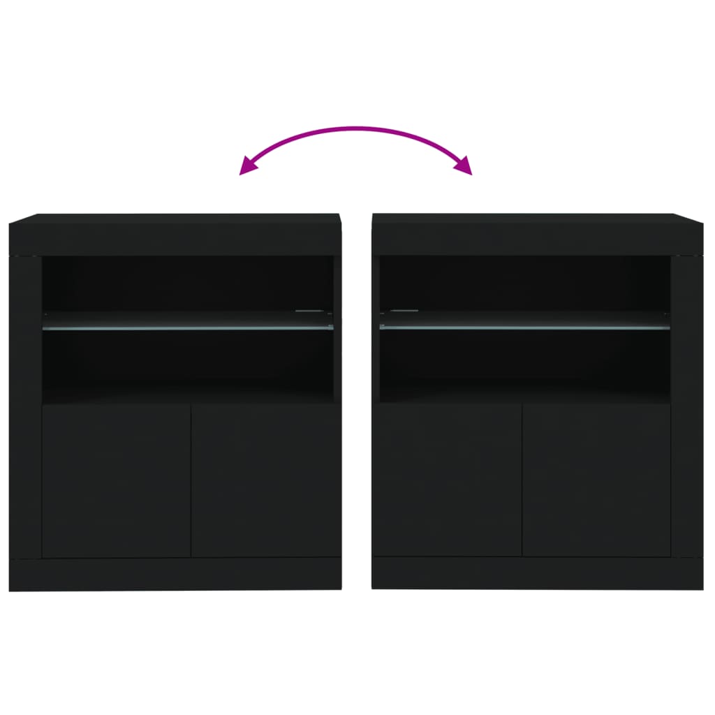 Credenza con Luci LED Nera 60,5x37x67 cm - homemem39