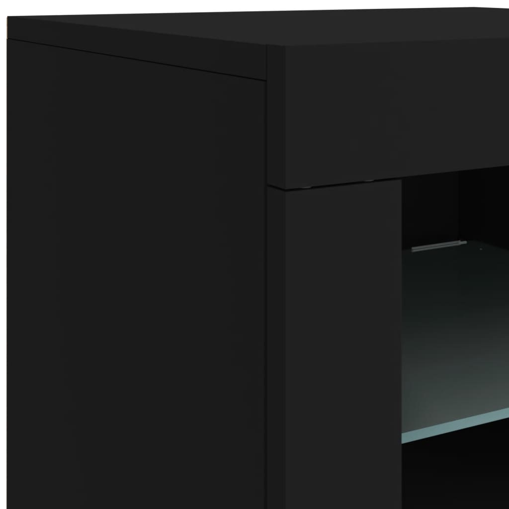 Credenza con Luci LED Nera 60,5x37x67 cm - homemem39