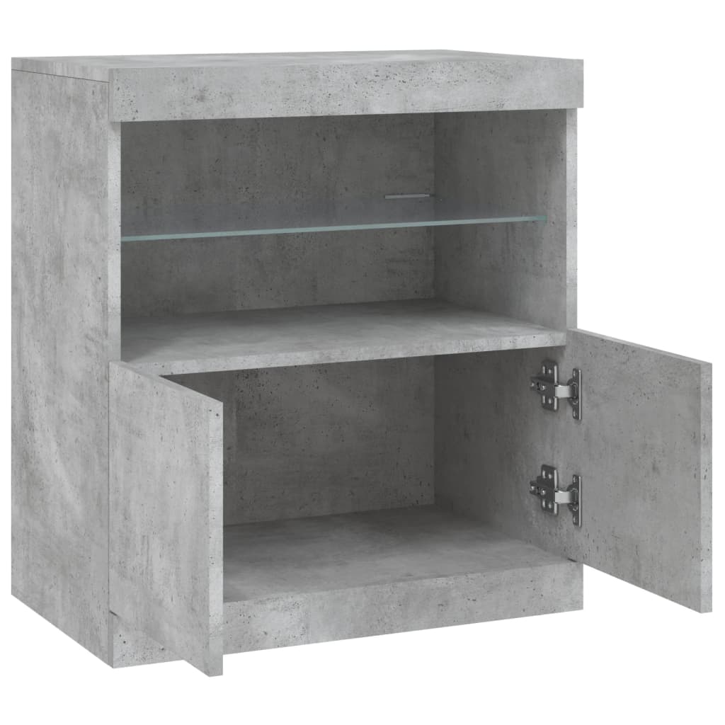 Credenza con Luci LED Grigio Cemento 60,5x37x67 cm - homemem39