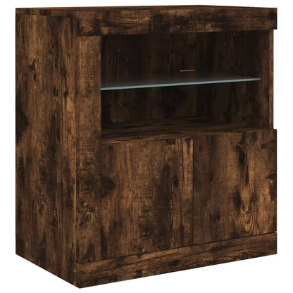 Credenza con Luci LED Rovere Fumo 60,5x37x67 cm - homemem39