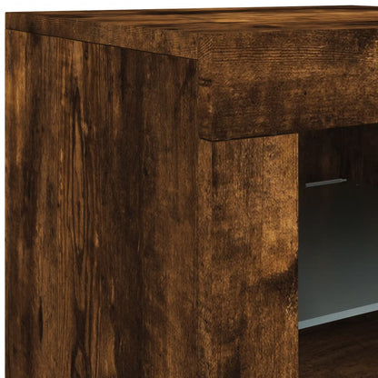 Credenza con Luci LED Rovere Fumo 60,5x37x67 cm