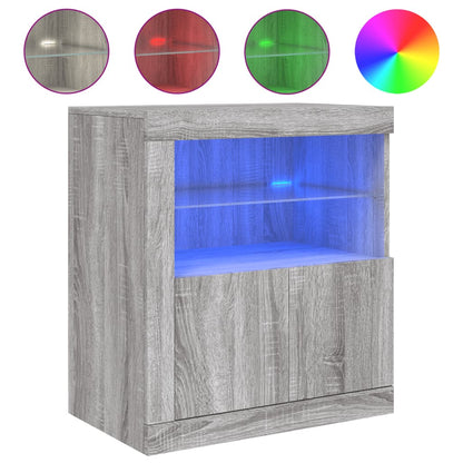 Credenza con Luci LED Grigio Sonoma 60,5x37x67 cm - homemem39