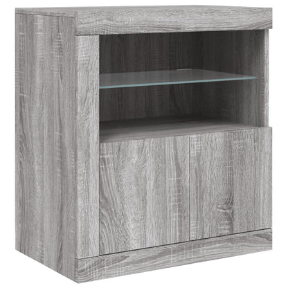 Credenza con Luci LED Grigio Sonoma 60,5x37x67 cm - homemem39