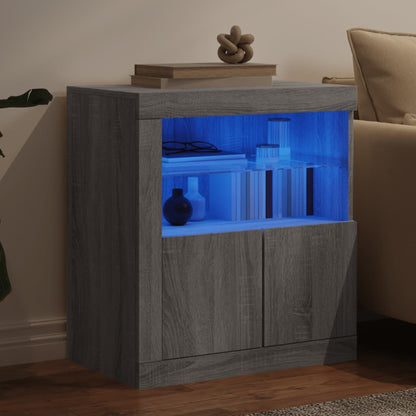 Credenza con Luci LED Grigio Sonoma 60,5x37x67 cm