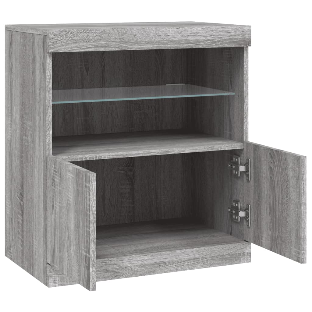 Credenza con Luci LED Grigio Sonoma 60,5x37x67 cm - homemem39