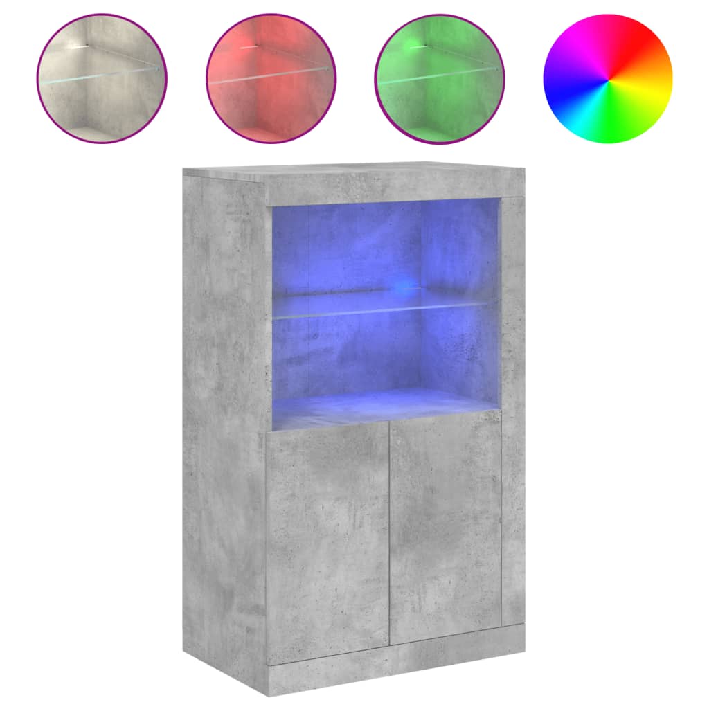 Armadietto con Luci LED Grigio Cemento in Legno Multistrato | homemem39