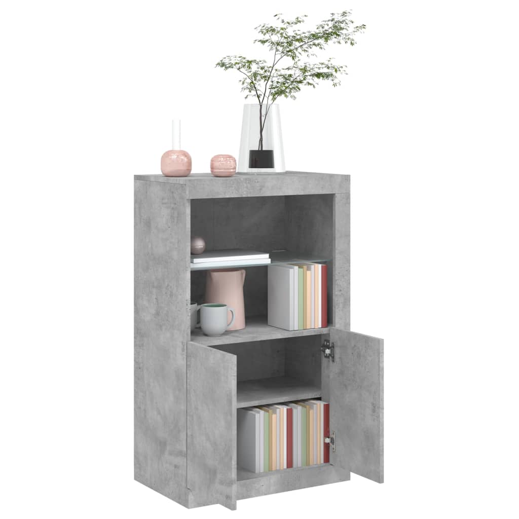 Armadietto con Luci LED Grigio Cemento in Legno Multistrato | homemem39