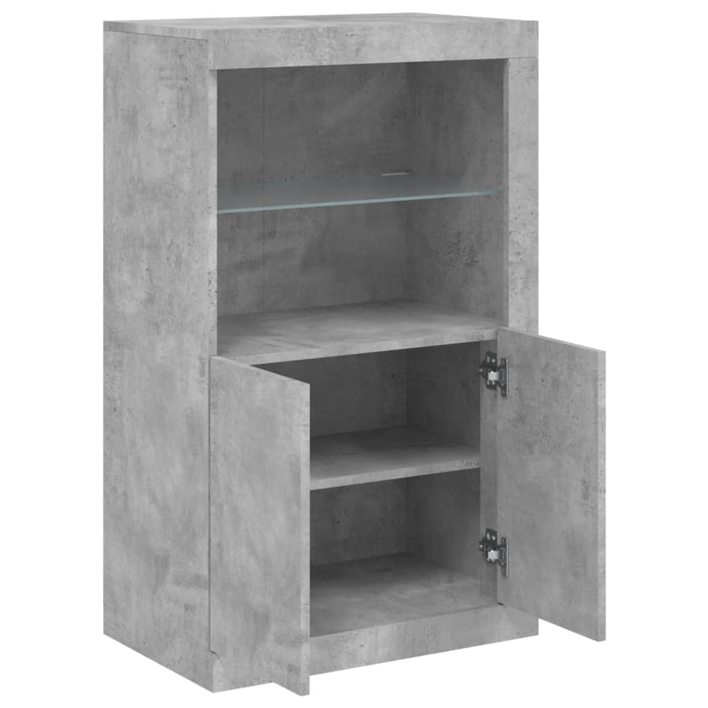 Armadietto con Luci LED Grigio Cemento in Legno Multistrato | homemem39