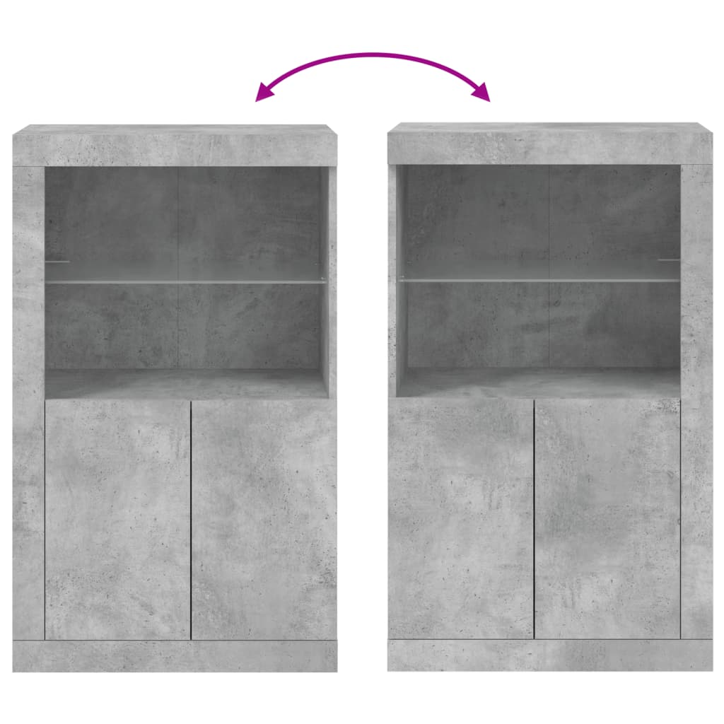 Armadietto con Luci LED Grigio Cemento in Legno Multistrato | homemem39