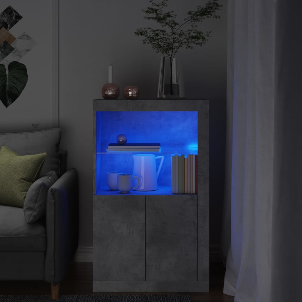 Armadietto con Luci LED Grigio Cemento in Legno Multistrato | homemem39