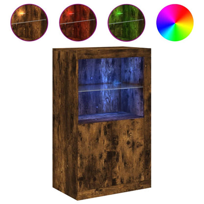 Armadietto con Luci LED Rovere Fumo in Legno Multistrato - homemem39