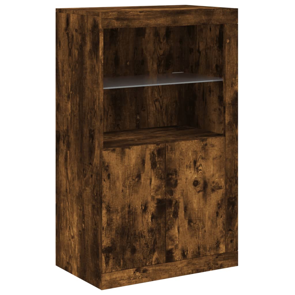 Armadietto con Luci LED Rovere Fumo in Legno Multistrato | homemem39