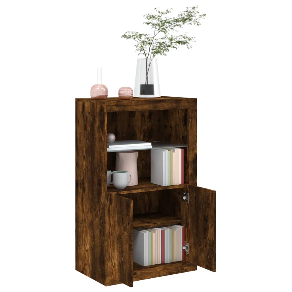 Armadietto con Luci LED Rovere Fumo in Legno Multistrato | homemem39