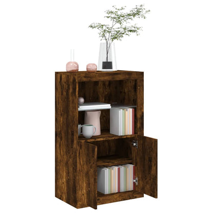 Armadietto con Luci LED Rovere Fumo in Legno Multistrato | homemem39