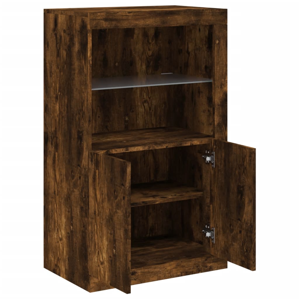 Armadietto con Luci LED Rovere Fumo in Legno Multistrato | homemem39