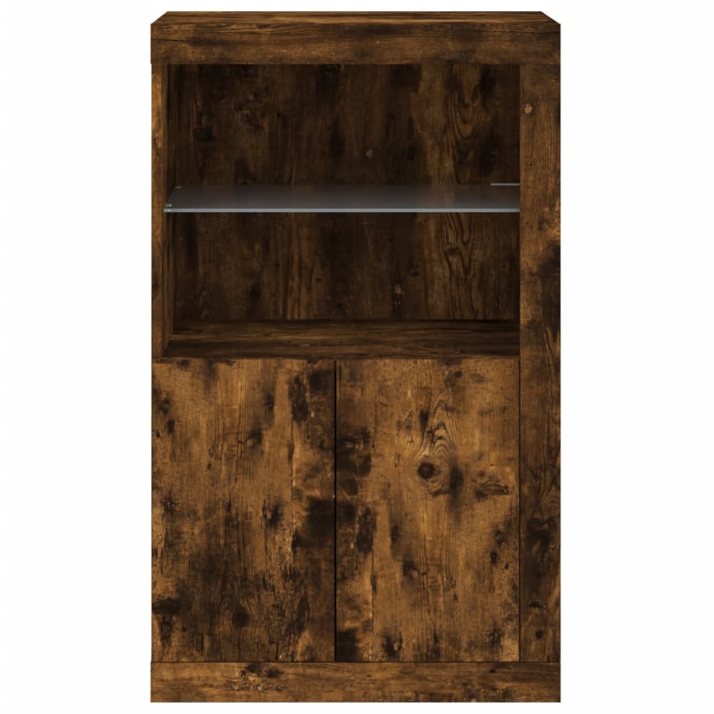 Armadietto con Luci LED Rovere Fumo in Legno Multistrato | homemem39