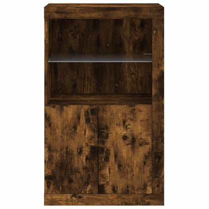 Armadietto con Luci LED Rovere Fumo in Legno Multistrato | homemem39