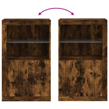 Armadietto con Luci LED Rovere Fumo in Legno Multistrato | homemem39