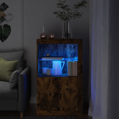 Armadietto con Luci LED Rovere Fumo in Legno Multistrato | homemem39