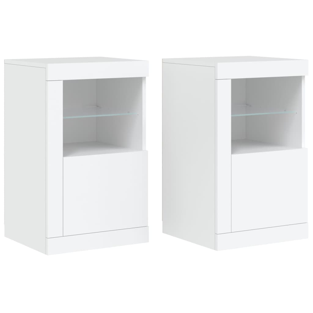 Armadietti con Luci LED 2pz Bianchi in Legno Multistrato | homemem39