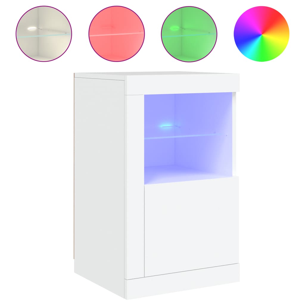 Armadietti con Luci LED 2pz Bianchi in Legno Multistrato | homemem39