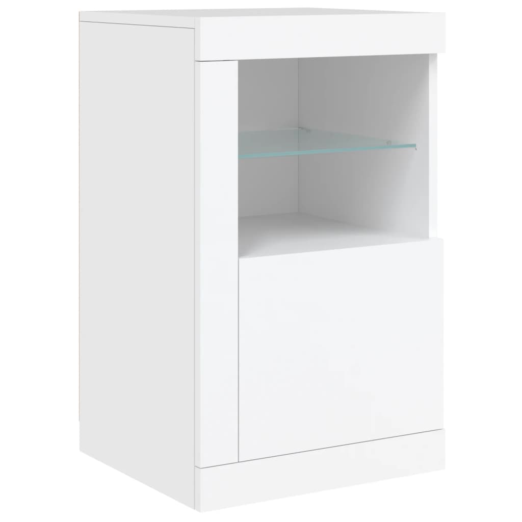 Armadietti con Luci LED 2pz Bianchi in Legno Multistrato | homemem39