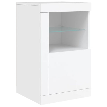 Armadietti con Luci LED 2pz Bianchi in Legno Multistrato | homemem39