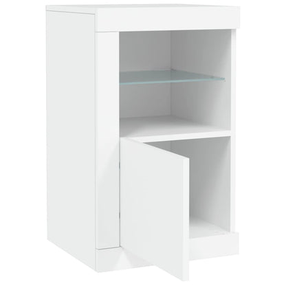 Armadietti con Luci LED 2pz Bianchi in Legno Multistrato | homemem39