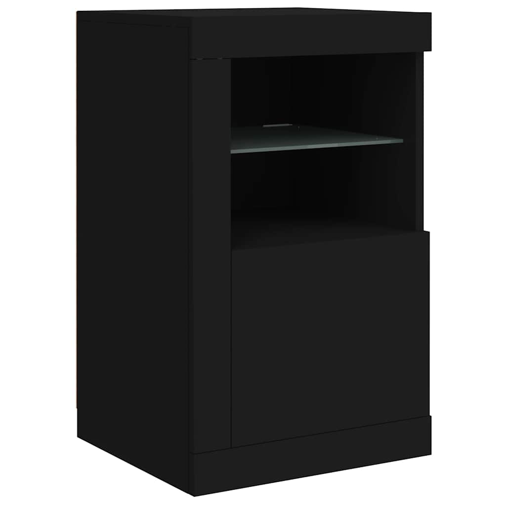 Armadietto con Luci LED Nero in Legno Multistrato | homemem39