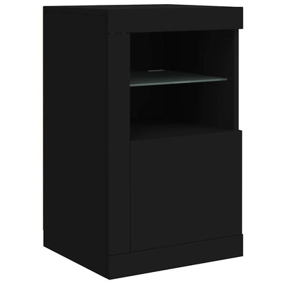 Armadietto con Luci LED Nero in Legno Multistrato | homemem39