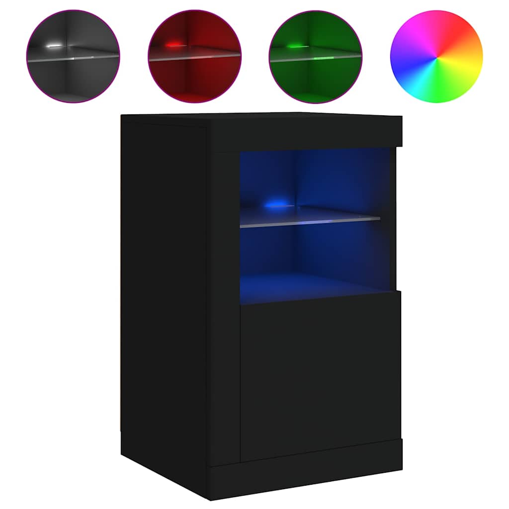 Armadietto con Luci LED Nero in Legno Multistrato | homemem39