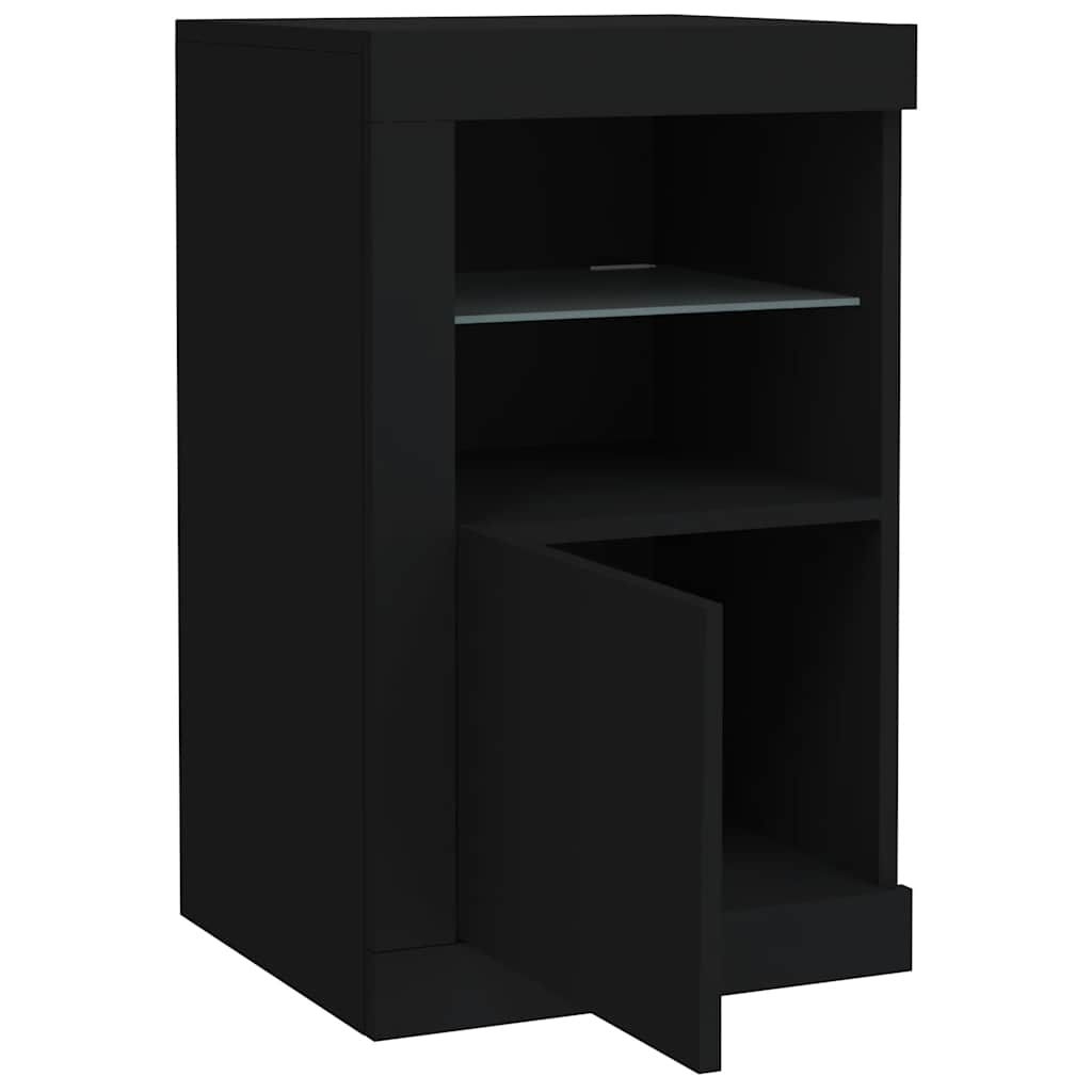 Armadietto con Luci LED Nero in Legno Multistrato | homemem39
