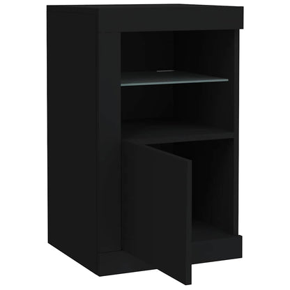 Armadietto con Luci LED Nero in Legno Multistrato | homemem39
