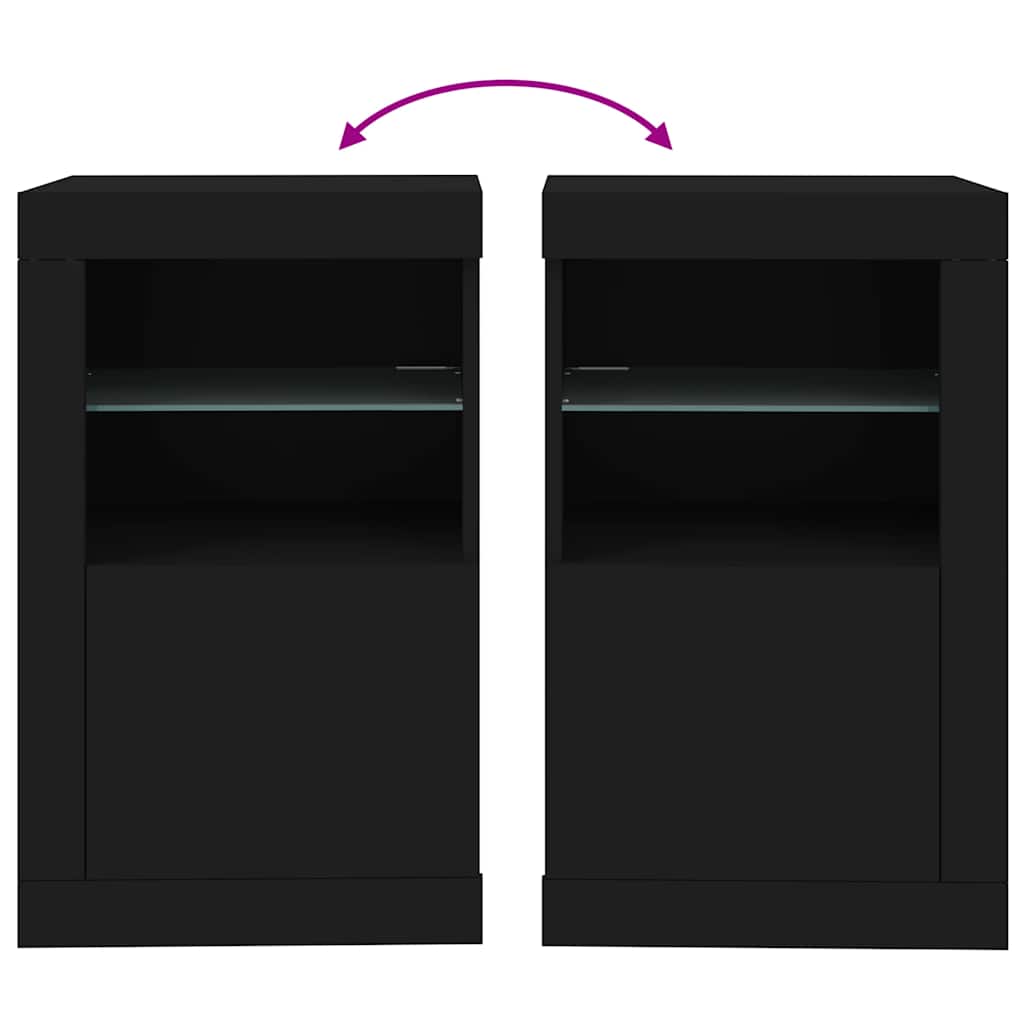Armadietto con Luci LED Nero in Legno Multistrato | homemem39